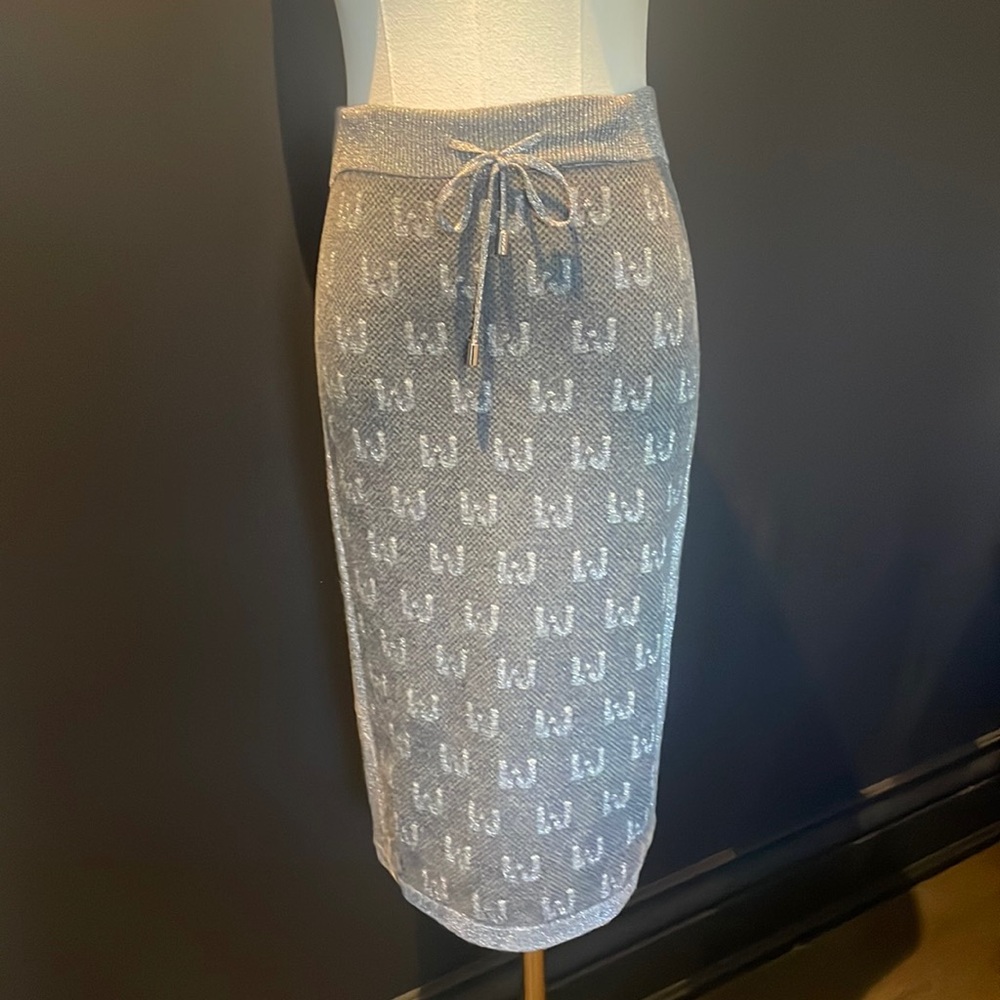 LIU JO midi logo skirt grey and silver